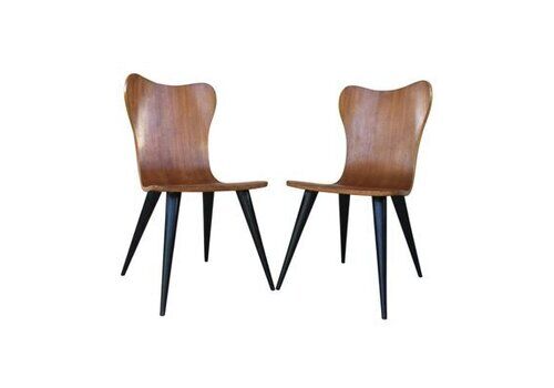 Mid Century Chairs With Conical Legs, 1950s, Set Of 2