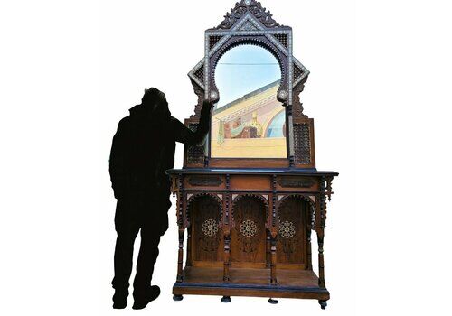 G Parvis, Console + Mirror In Marquetry, 19th Century