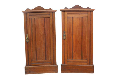 Antique C.1910 Pair Of Red Walnut Bedside Tables – Fine Quality Nightstands