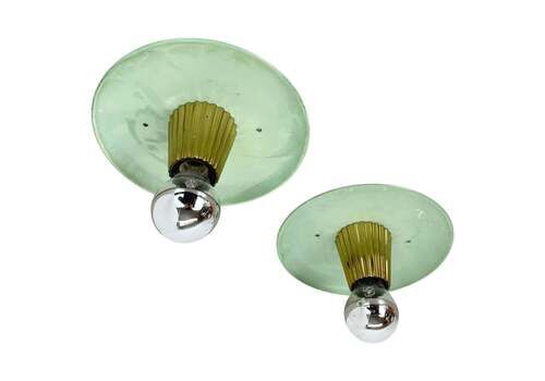 Unique Brass Spot Stilnovo Style Wall Ceiling Light Flushmount Italy 1950s
