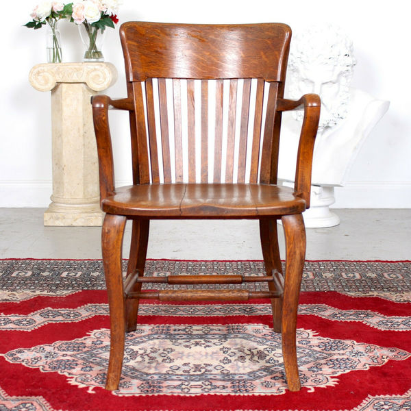 Antique Oak Desk Chair Country Farmhouse Office