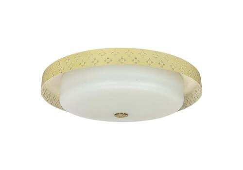 Glass + Metal Stilnovo Style Theatre Wall Ceiling Light Flushmount, Italy 1950s