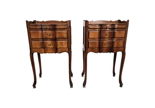 Pair Of French Night Stands Bedside Tables With Drawers And Carbriole Legs