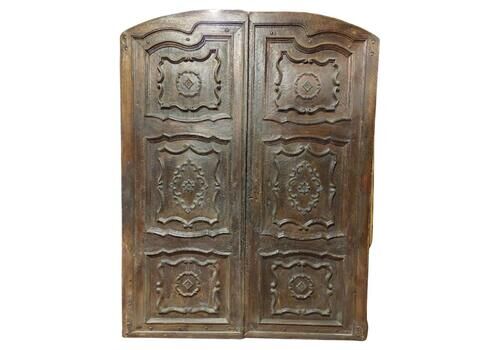 Solid And Baroque Double Leaf Walnut Entrance Door, Italy