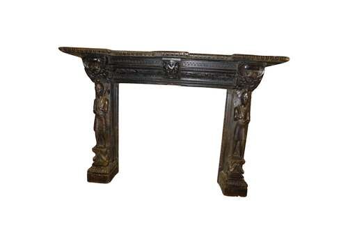 Mantle Fireplace In Solid Wood, Carved And Ebonized, Italy