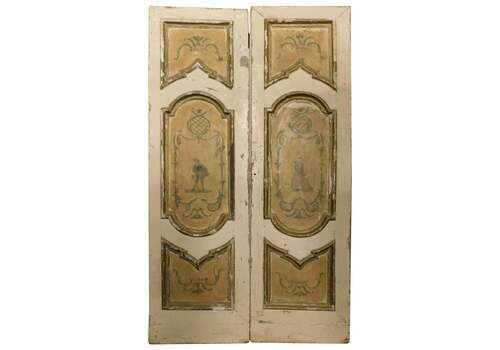 Double Leaf Door, Painted And Lacquered, From Naples, Italy
