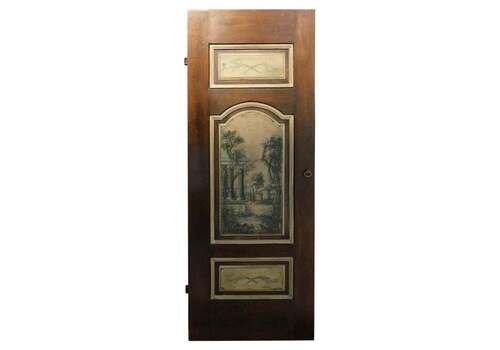 Interior Door, Single Leaf Walnut Panel, With Painted Panel, Italy