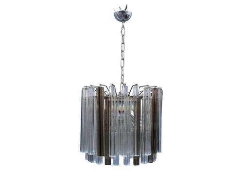 Venini Quadrifogio Italia 1970s Round Chandelier Chromed Metal Structure