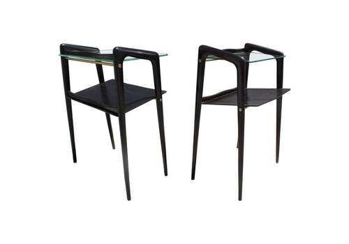 Small Bedside Tables  Shelves Style Ico Parisi For Debaggis 1950s Brass