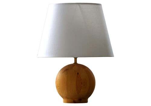 A Round Wooden Table Lamp, Danish Modern, Solid Pine, 1980s
