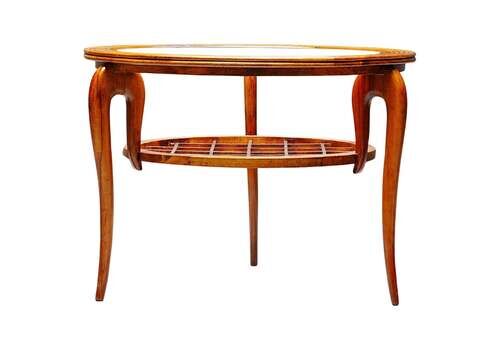 Round Coffee Table In Walnut And Glass, Italy, 1950