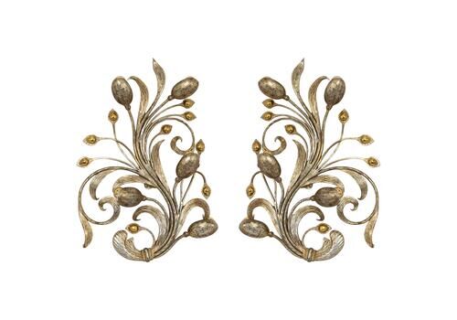 Stunning Floral Leaf Brass Wall Lights / Sculptures By Hans Möller Germany 1960