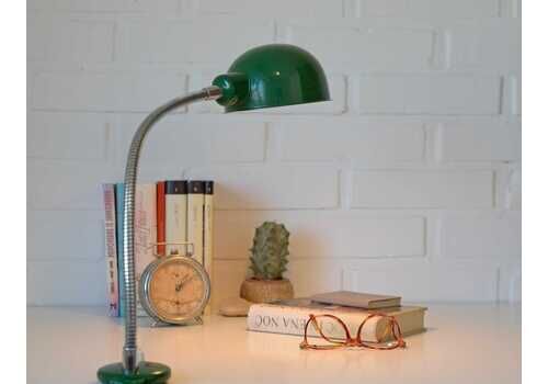 Vintage Desk Lamp / Space Age Office Lighting / Green Industrial Gooseneck Table Light / Made In Yugoslavia In 60