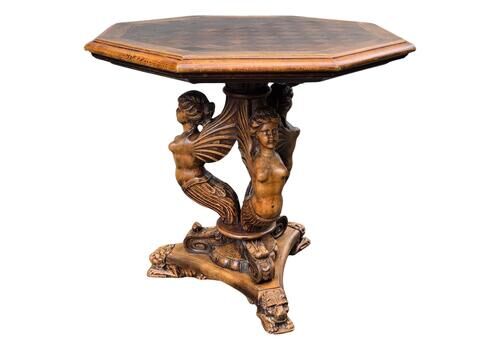 19th Century Italian Table With Carved Female Sphinxes And Lions