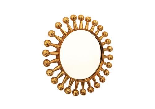 Contemporary Small Round Jack Mirror Made Of Brass By Jonathan Adler