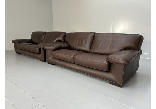 Pair Of Roche Bobois “Ascot” Sofas – In Dark Brown Leather