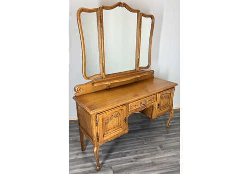 Dressing Table With Mirror Vintage French Louis Oak Vanity Table Makeup Lot 3989