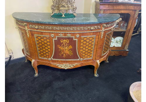 Louis XV Style Demilune Commode With Green Marble Top