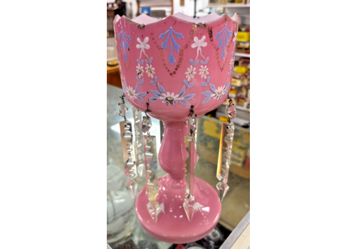 Victorian Pink Opaline Glass Lustre As Found