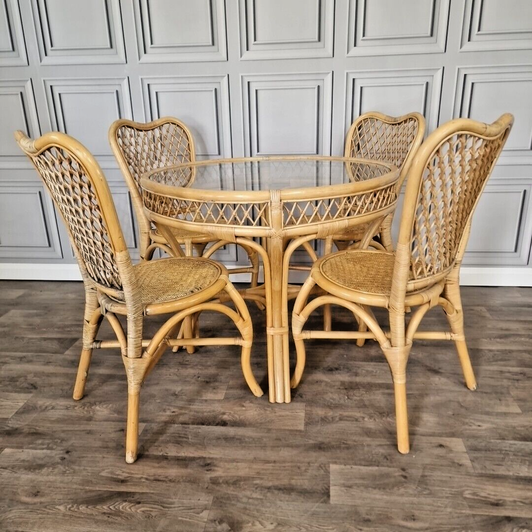 Dining Table Vintage Wicker Furniture Set Table Conservatory