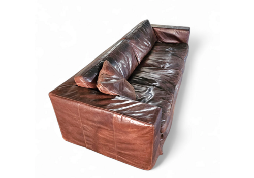 Massive / Loose Cover / Brown Leather / Lounge Sofa / 1970s/