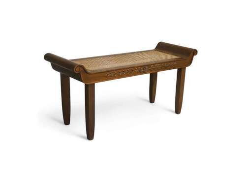 Vintage Mahogany Bench Stool Scroll Ends And Carved Detail