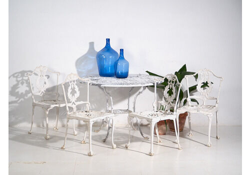 Vintage White Garden Table And Chairs (C.1950). Set Of 5 Pieces