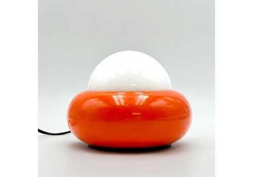 Vintage Orange Ufo Table Lamp – 1970s Space Age Luci Milano Light With Glass Dome – Italian Retro Futurist Decor Accent