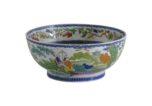 Georgian Masons Ironstone Large Punch Bowl In Rare Mogul Pattern, Circa 1815