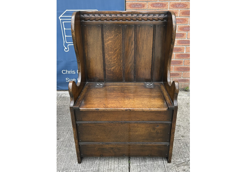 Titchmarsh & Goodwin English Country Oak Box Settle Bench Seat Rl.66