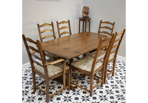 Ercol Dining Table And Six Ercol Old Colonial Ladder Back Chairs