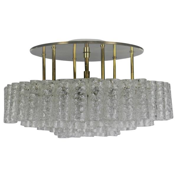 Vintage Glass Tube Flush Mount Ceiling Fixture Chandelier from Doria Leuchten, 1960s Vintage Glass Tube Flush Mount Ceiling Fixture Chandelier from Doria Leuchten, 1960s