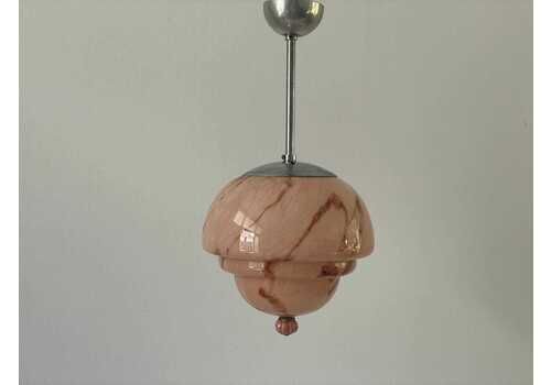 Pink Glass Art Deco Style Ceiling Lamp, 1940s, Germany
