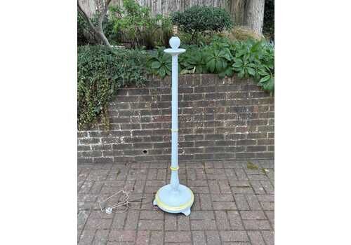 Upcycled Early 20th Century Vintage Standard Lamp, Duck Egg Blue And Gold, Hand Painted In Farrow & Ball ‘Borrowed Light’ Pat Tested Working