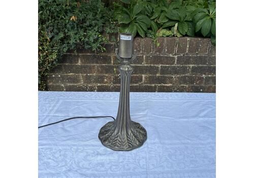 Vintage Tiffany Style Lamp Base, Antique Bronze Finish, Cast Leaf Motif, Art Nouveau Revival Table Lamp, Ornate Lamp Working