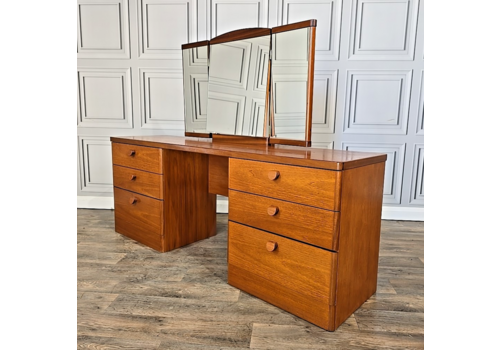 Retro Vintage Mid Century Stag Cantata Teak Dressing Table Triple Mirror Desk