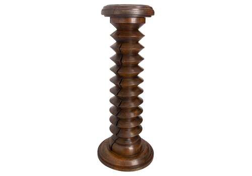 French Midcentury Turned Beech Pedestal Or Plant Holder  Dudouyt Style, C. 1940