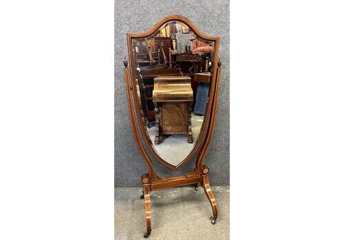 Edwardian Shield Shaped Cheval Mirror