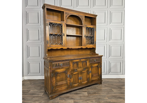 Antique Vintage Old Charm Wood Bros Oak Dresser Court Cupboard Drinks Cabinet