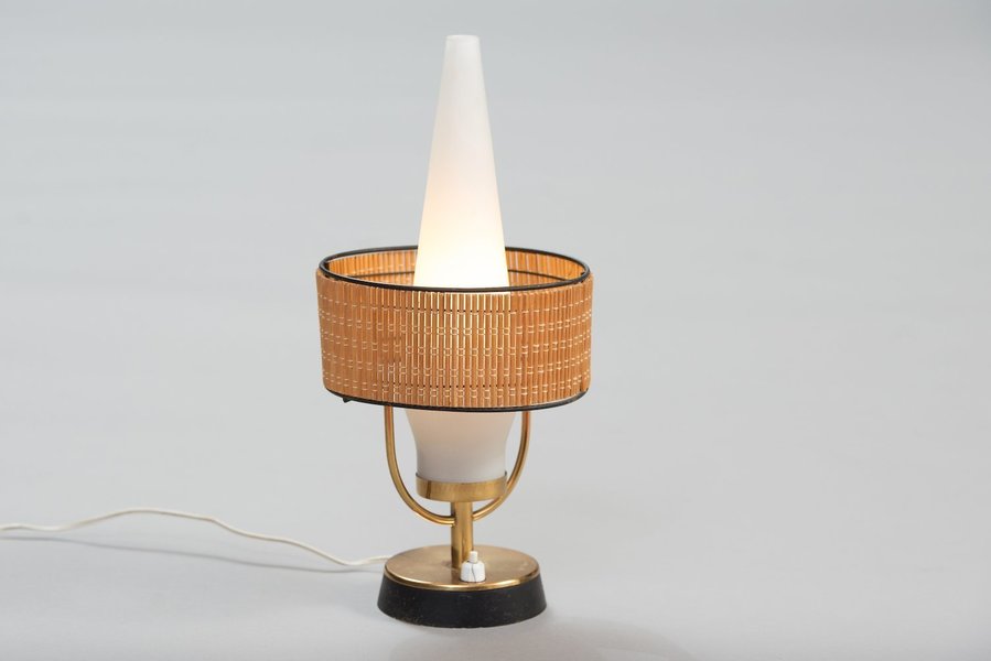 Vintage Italian Table Lamp With Frosted Glass Shade Vinterior