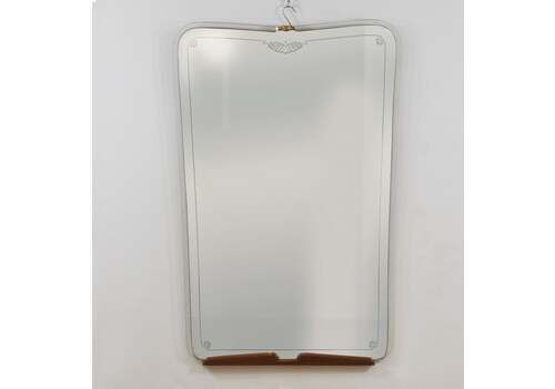 Grand Paolo Buffa Cherry & Brass Wall Mirror, Mid Century Italy, Ca. 1940s