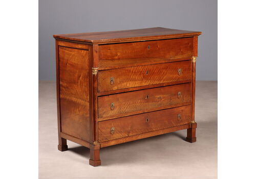 Antique Empire Chest Of Drawers Walnut Brass 4 Drawers XIX Century