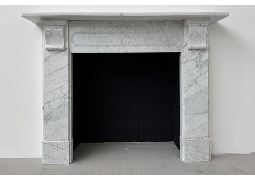 Antique Victorian Corbelled Carrara Marble Fireplace Surround