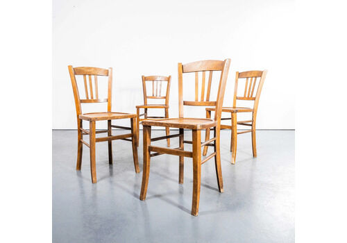 1950’s French Farmhouse Dining Chairs With Radial Patterned Seat – Set Of Four