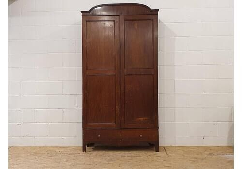 Bethunde Tall Wooden Vintage Wardrobe With Faux Drawer And Hidden Upper Slide Out Shelf