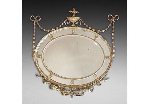 19thc Adam Style Carved Giltwood Mirror