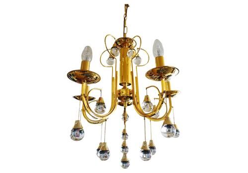 Murano Teardrop Chandelier Glass & Gilt Brass By Gaetano Sciolari, Italy, 1960s