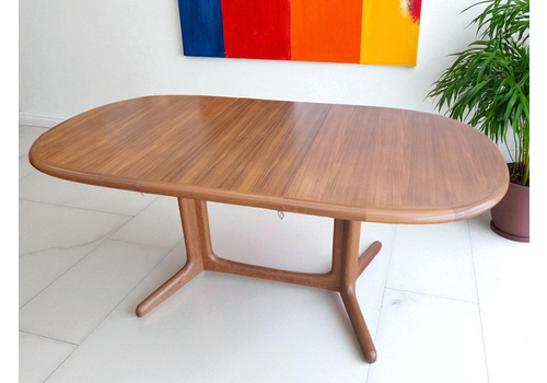 Mid Century Vintage  Dining Table Double Extending Danish Valentinsen Teak 1960