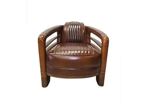 A Very Fine Art Deco Design Walnut And Leather Club Armchair