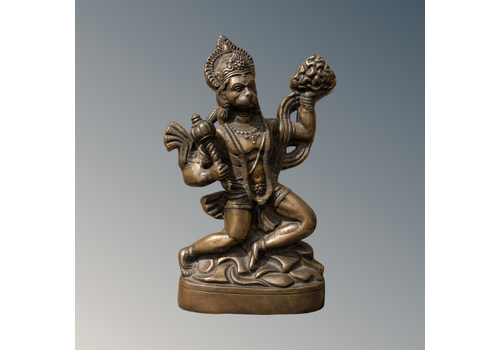 Antique Bronze Statue Hanuman With Sanjivani Parvat